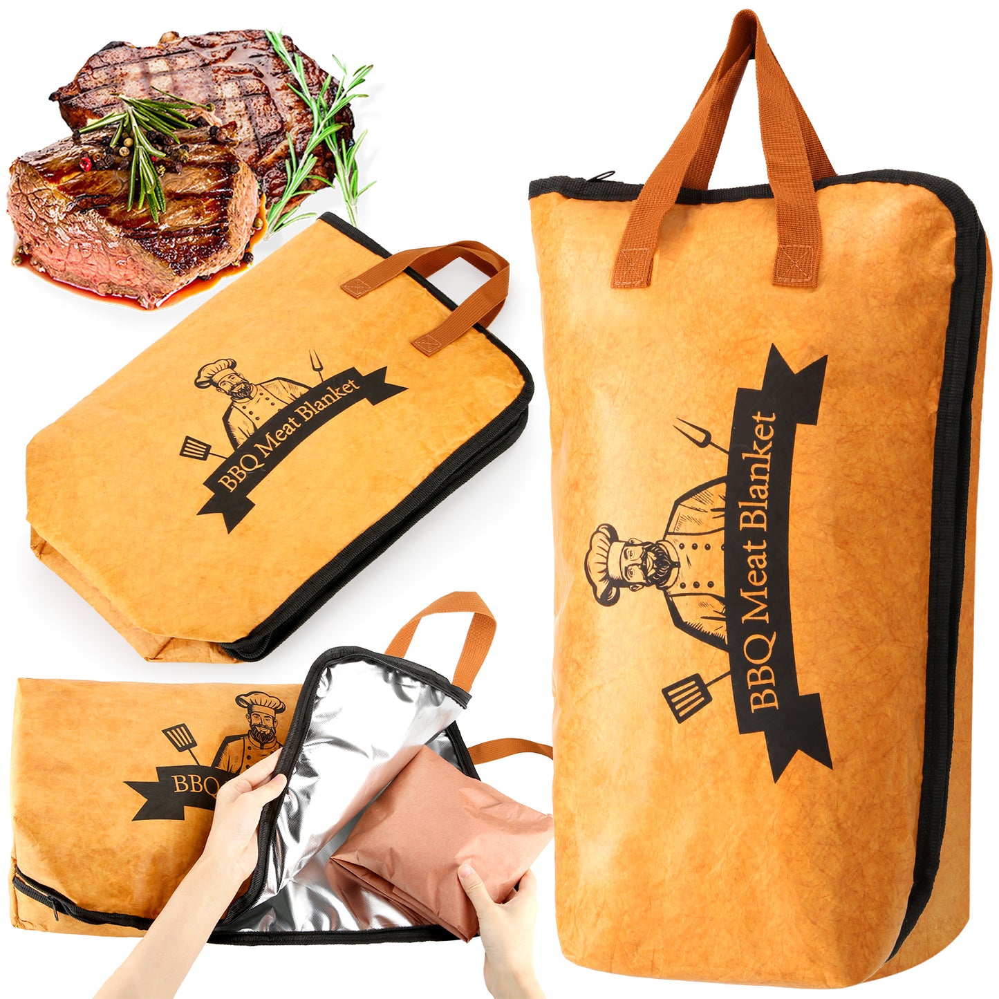 BBQ Blanket for Resting Meat,Smoker Meat Resting Blanket, Rusable Smoker Grilling Meat Insulated Resting Bag with Wide Mouth for Large Brisket/Beef/Pork Shoulders/Turkeys(15inch/21inch)