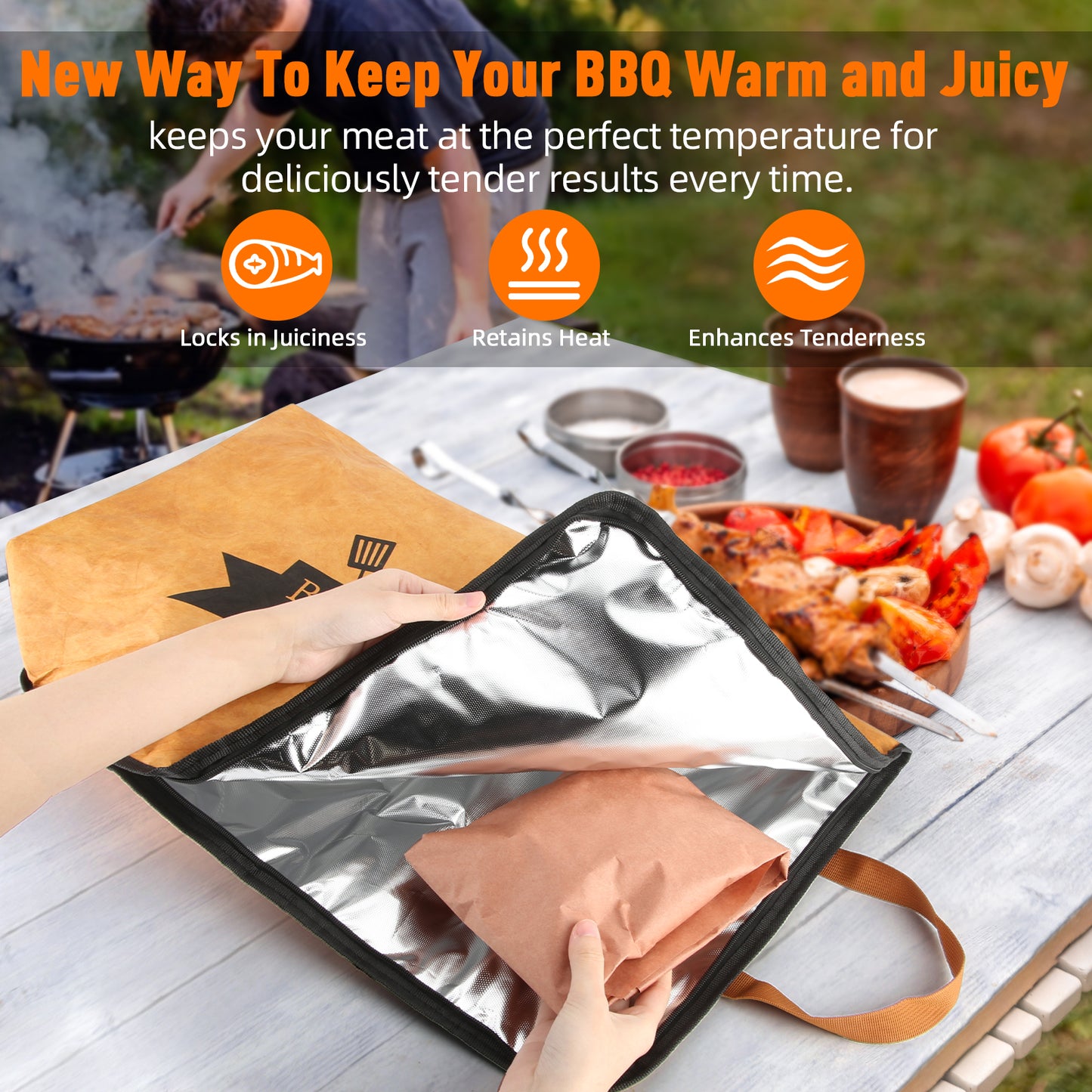 BBQ Blanket for Resting Meat,Smoker Meat Resting Blanket, Rusable Smoker Grilling Meat Insulated Resting Bag with Wide Mouth for Large Brisket/Beef/Pork Shoulders/Turkeys(15inch/21inch)