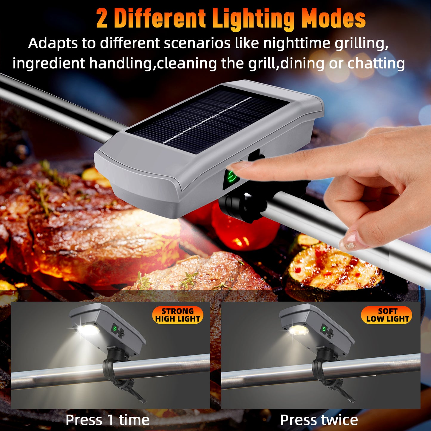 Solar/USB-C Charging Grill Lights for Outdoor Grill,Automatic On/Off LED BBQ Light Designed for All Grills,360° Rotatable,Waterproof and Heat-resistant,Grilling Accessories Gifts for Men