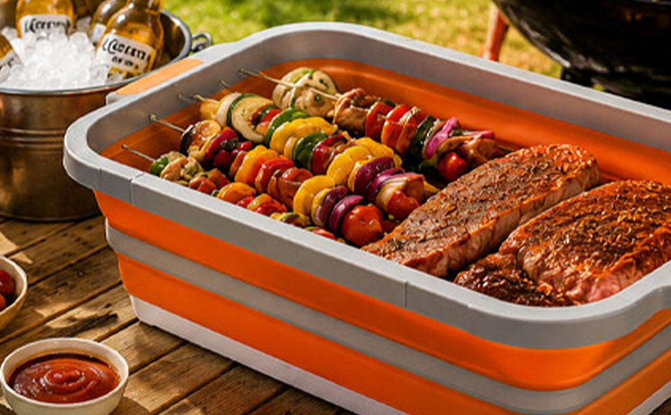 Collapsible BBQ Prep Tub