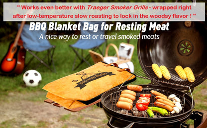 21/23inch BBQ Blanket for Resting Meat Compatible with Traeger Pitboss Pellet Smoker -BBQ Accessories Meat Insulated Bag for Brisket/Pork Shoulder/Steak -Birthday Anniversary Valentines Day Gift for Men