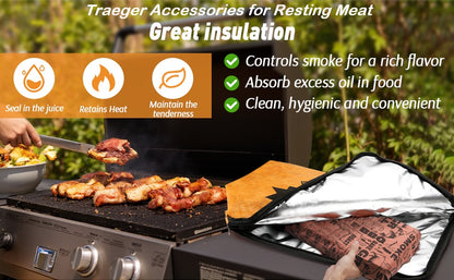 21/23inch BBQ Blanket for Resting Meat Compatible with Traeger Pitboss Pellet Smoker -BBQ Accessories Meat Insulated Bag for Brisket/Pork Shoulder/Steak -Birthday Anniversary Valentines Day Gift for Men