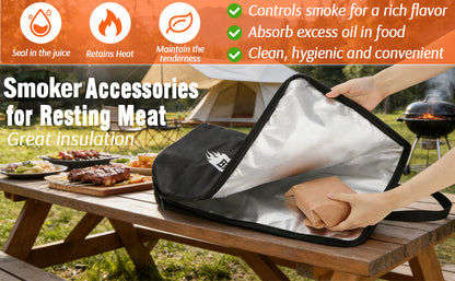 21/23in Black Upgraded BBQ Blanket for Resting Meat - Meat Insulated Bag for Brisket/Pork Shoulder/Steak - Gift for Men Him Dad - Grill BBQ Accessories