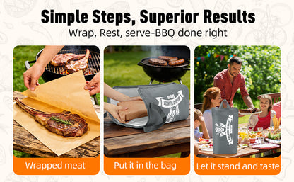21/23in Gray Upgraded Insulated BBQ Blanket for Resting Meat-BBQ Smoker Accessories Gifts for Men Dad Husband-Air Fryer/Kitchen/Camping/Baking/Party Essential-Bag for Brisket/Steak/Pork Shoulder/Turkey