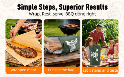 21/23in Green Upgraded Insulated BBQ Blanket for Resting Meat-BBQ Smoker Accessories Gifts for Men Dad Husband-Air Fryer/Kitchen/Camping/Baking/Party Essential-Bag for Brisket/Steak/Pork Shoulder/Turkey