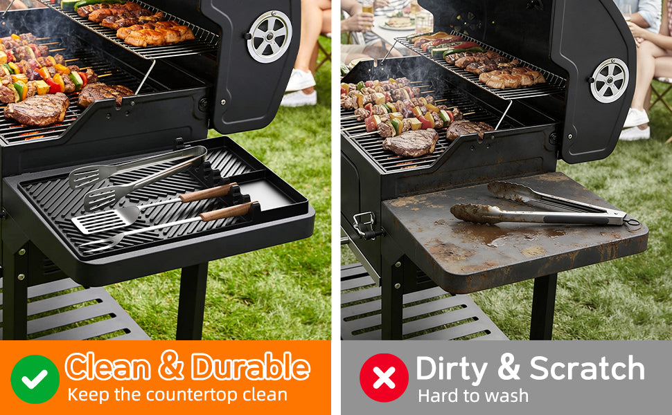 Black Silicone Tools Mat for Griddle Kitchen Cooking Baking Countertop-Side Shelf Spatula Mat with Drip Pad for Blackstone Weber Traeger Pit Boss Flat Top Grill Smoker- BBQ Accessories Gifts for Men
