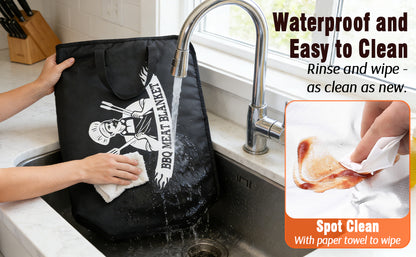 21/23in Black Upgraded BBQ Blanket for Resting Meat - Meat Insulated Bag for Brisket/Pork Shoulder/Steak - Gift for Men Him Dad - Grill BBQ Accessories