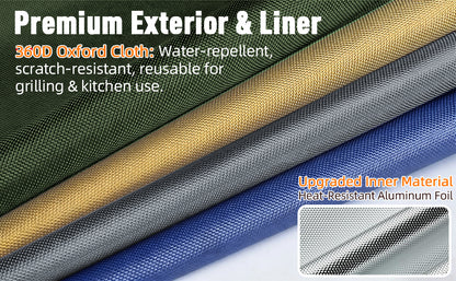 21/23in Blue Upgraded Insulated BBQ Blanket for Resting Meat-BBQ Smoker Accessories Gifts for Men Dad Husband-Air Fryer/Kitchen/Camping/Baking/Party Essential-Bag for Brisket/Steak/Pork Shoulder/Turkey