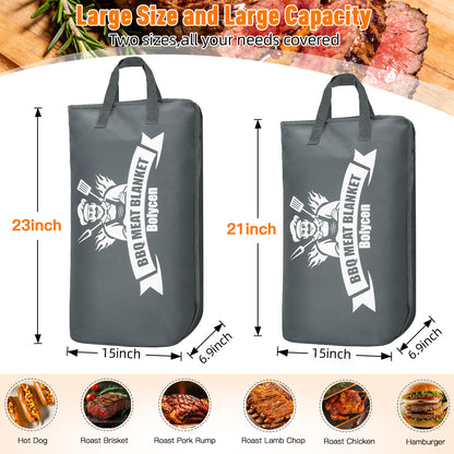 21/23in Gray Upgraded Insulated BBQ Blanket for Resting Meat-BBQ Smoker Accessories Gifts for Men Dad Husband-Air Fryer/Kitchen/Camping/Baking/Party Essential-Bag for Brisket/Steak/Pork Shoulder/Turkey