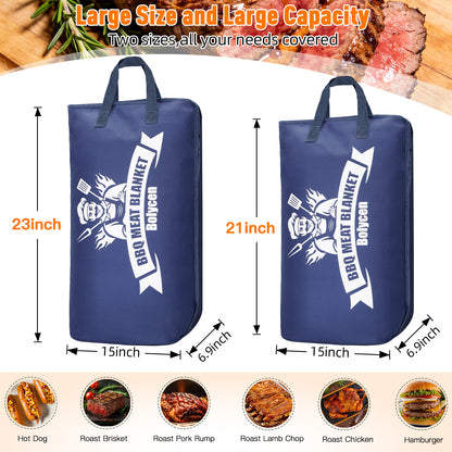 21/23in Blue Upgraded Insulated BBQ Blanket for Resting Meat-BBQ Smoker Accessories Gifts for Men Dad Husband-Air Fryer/Kitchen/Camping/Baking/Party Essential-Bag for Brisket/Steak/Pork Shoulder/Turkey
