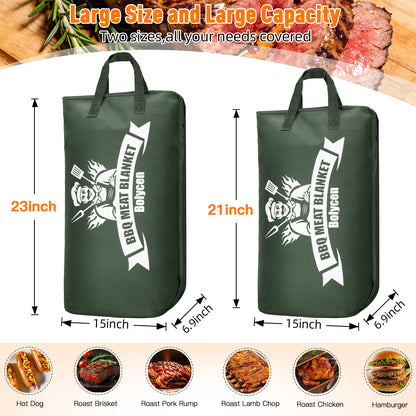 21/23in Green Upgraded Insulated BBQ Blanket for Resting Meat-BBQ Smoker Accessories Gifts for Men Dad Husband-Air Fryer/Kitchen/Camping/Baking/Party Essential-Bag for Brisket/Steak/Pork Shoulder/Turkey