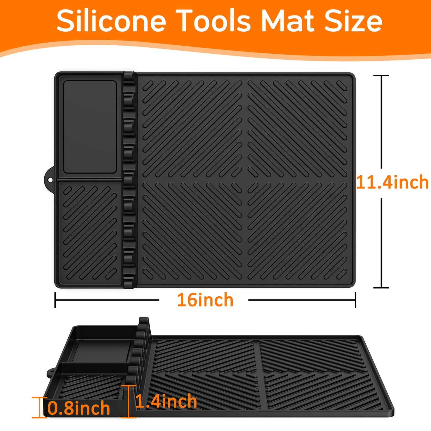 Black Silicone Tools Mat for Griddle Kitchen Cooking Baking Countertop-Side Shelf Spatula Mat with Drip Pad for Blackstone Weber Traeger Pit Boss Flat Top Grill Smoker- BBQ Accessories Gifts for Men