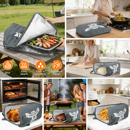 21/23in Gray Upgraded Insulated BBQ Blanket for Resting Meat-BBQ Smoker Accessories Gifts for Men Dad Husband-Air Fryer/Kitchen/Camping/Baking/Party Essential-Bag for Brisket/Steak/Pork Shoulder/Turkey