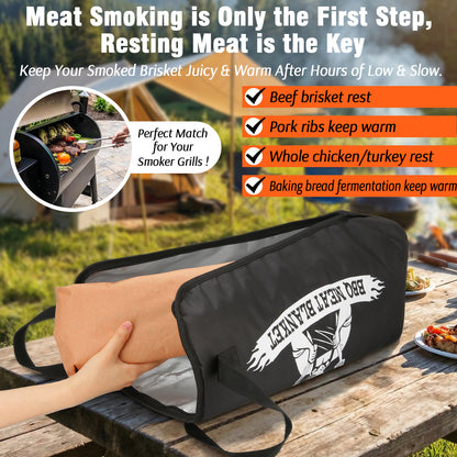 21/23in Black Upgraded BBQ Blanket for Resting Meat - Meat Insulated Bag for Brisket/Pork Shoulder/Steak - Gift for Men Him Dad - Grill BBQ Accessories