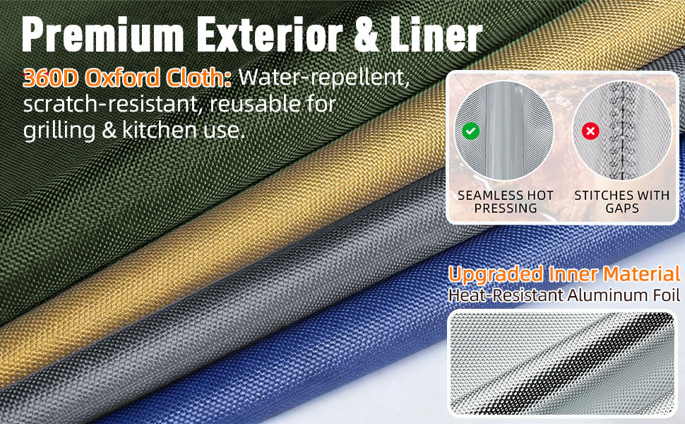 21/23in Beige Upgraded Insulated BBQ Blanket for Resting Meat-BBQ Smoker Accessories Gifts for Men Dad Husband-Air Fryer/Kitchen/Camping/Baking/Party Essential-Bag for Brisket/Steak/Pork Shoulder/Turkey
