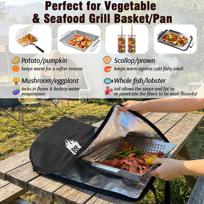 21/23in Black Upgraded BBQ Blanket for Resting Meat - Meat Insulated Bag for Brisket/Pork Shoulder/Steak - Gift for Men Him Dad - Grill BBQ Accessories