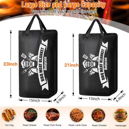 21/23in Black Upgraded Insulated BBQ Blanket for Resting Meat-BBQ Smoker Accessories Gifts for Men Dad Husband-Air Fryer/Kitchen/Camping/Baking/Party Essential-Bag for Brisket/Steak/Pork Shoulder/Turkey