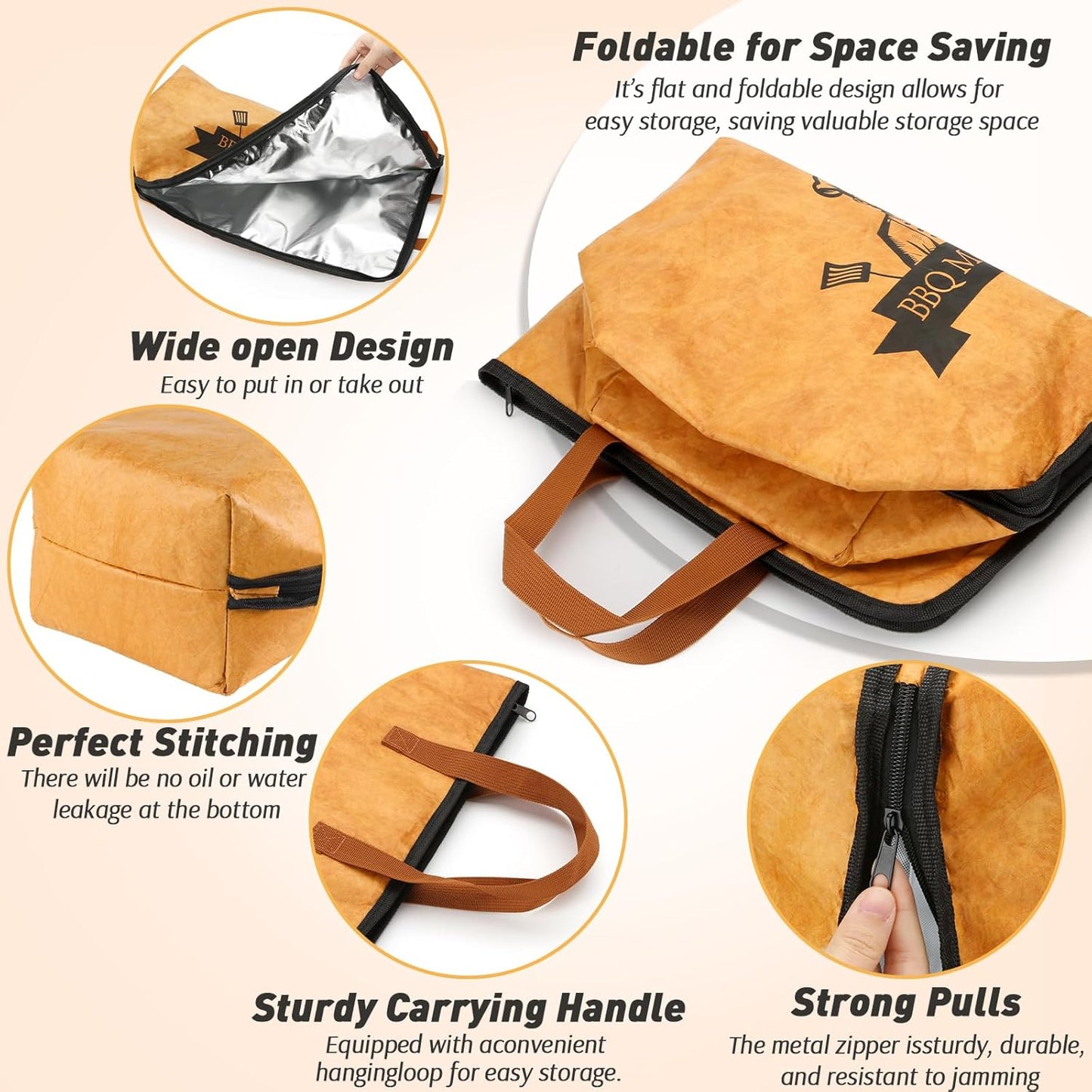 21/23inch BBQ Blanket for Resting Meat Compatible with Traeger Pitboss Pellet Smoker -BBQ Accessories Meat Insulated Bag for Brisket/Pork Shoulder/Steak -Birthday Anniversary Valentines Day Gift for Men