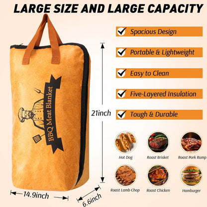 21/23inch BBQ Blanket for Resting Meat Compatible with Traeger Pitboss Pellet Smoker -BBQ Accessories Meat Insulated Bag for Brisket/Pork Shoulder/Steak -Birthday Anniversary Valentines Day Gift for Men