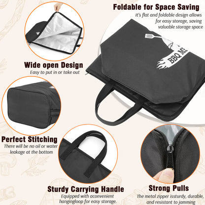21/23in Black Upgraded BBQ Blanket for Resting Meat - Meat Insulated Bag for Brisket/Pork Shoulder/Steak - Gift for Men Him Dad - Grill BBQ Accessories