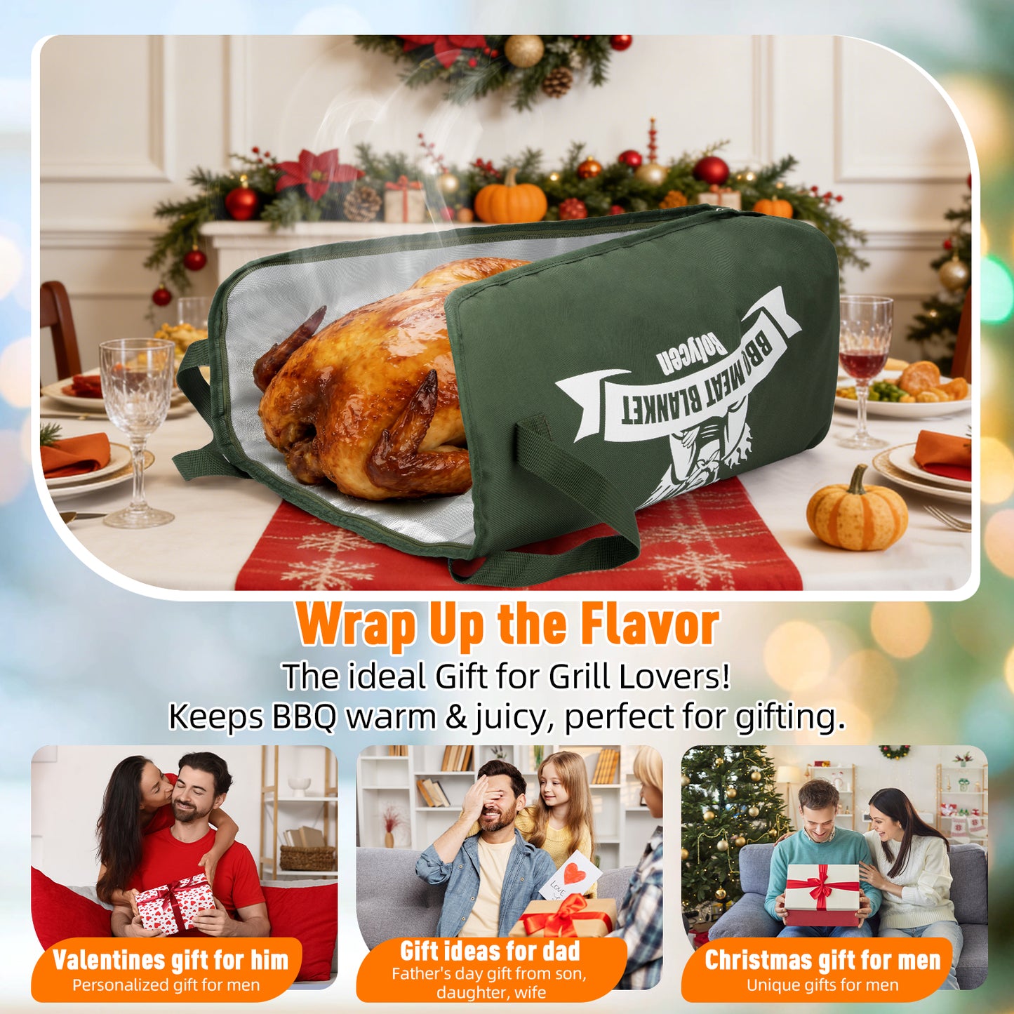 21/23in Green Upgraded Insulated BBQ Blanket for Resting Meat-BBQ Smoker Accessories Gifts for Men Dad Husband-Air Fryer/Kitchen/Camping/Baking/Party Essential-Bag for Brisket/Steak/Pork Shoulder/Turkey