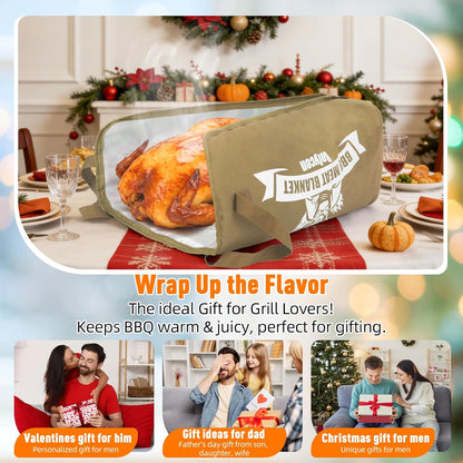 21/23in Beige Upgraded Insulated BBQ Blanket for Resting Meat-BBQ Smoker Accessories Gifts for Men Dad Husband-Air Fryer/Kitchen/Camping/Baking/Party Essential-Bag for Brisket/Steak/Pork Shoulder/Turkey