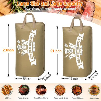 21/23in Beige Upgraded Insulated BBQ Blanket for Resting Meat-BBQ Smoker Accessories Gifts for Men Dad Husband-Air Fryer/Kitchen/Camping/Baking/Party Essential-Bag for Brisket/Steak/Pork Shoulder/Turkey