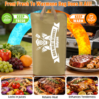 21/23in Beige Upgraded Insulated BBQ Blanket for Resting Meat-BBQ Smoker Accessories Gifts for Men Dad Husband-Air Fryer/Kitchen/Camping/Baking/Party Essential-Bag for Brisket/Steak/Pork Shoulder/Turkey