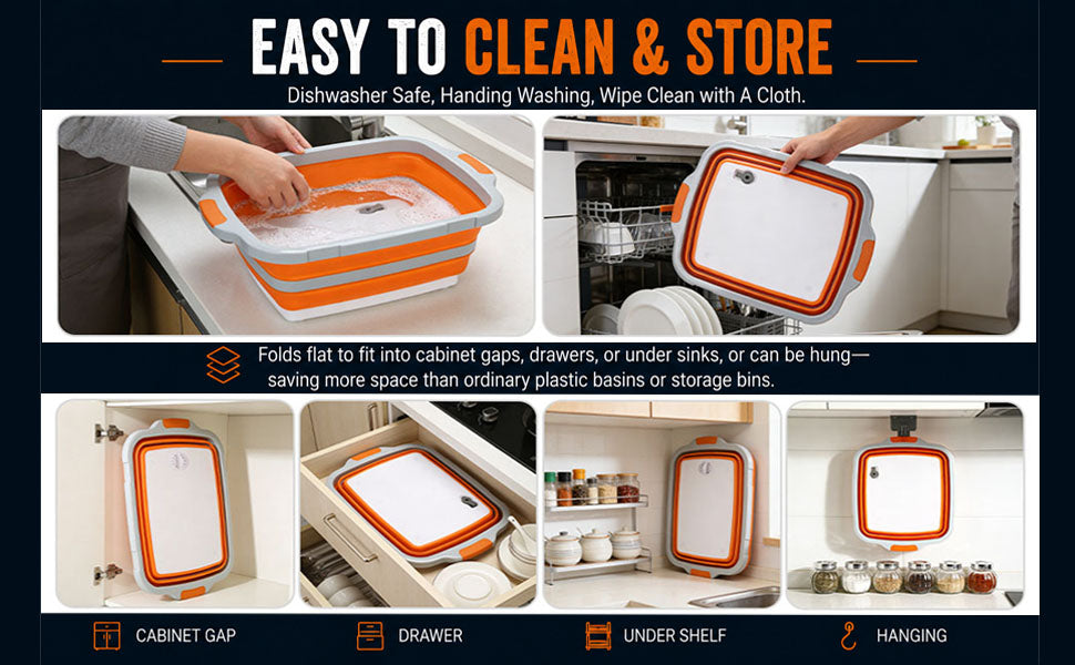 8/16/30L Collapsible BBQ Prep Tub with Locking Lid & Cutting Board - Marinade Container Grill Carry System for RV Picnic Tailgate - Portable Wash Basin for Kitchen Camping Sink - Gift for Men Women