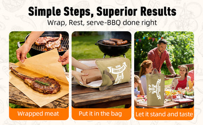 21/23in Beige Upgraded Insulated BBQ Blanket for Resting Meat-BBQ Smoker Accessories Gifts for Men Dad Husband-Air Fryer/Kitchen/Camping/Baking/Party Essential-Bag for Brisket/Steak/Pork Shoulder/Turkey