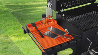 Red Silicone Tools Mat for Griddle Kitchen Cooking Baking Countertop-Side Shelf Spatula Mat with Drip Pad for Blackstone Weber Traeger Pit Boss Flat Top Grill Smoker- BBQ Accessories Gifts for Men